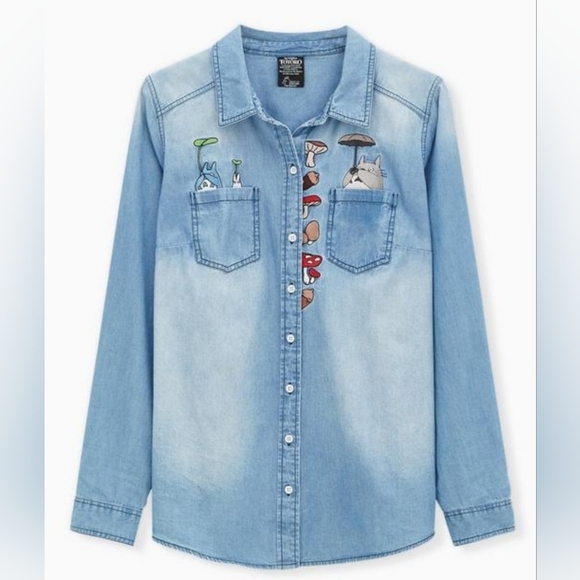 Her Universe Studio Ghibli My Neighbor Totoro Garden Chambray Shirt size 5 (5X) - Picture 1 of 8